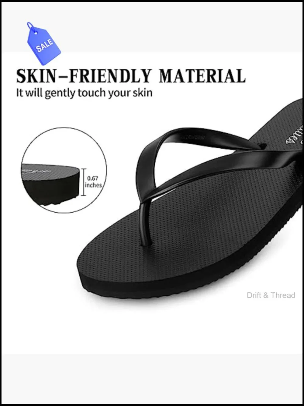 Slim Flip Flops Thong Sandals Women Beach Rubber Shower Shoes Non-Slip Yoga Mat